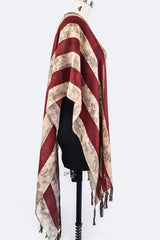 Women Vintage US Flag Shaped Shawl | Zarnesh