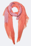 Women Striped Jersey Knit Layered Fashion Fringe Scarf | Zarnesh