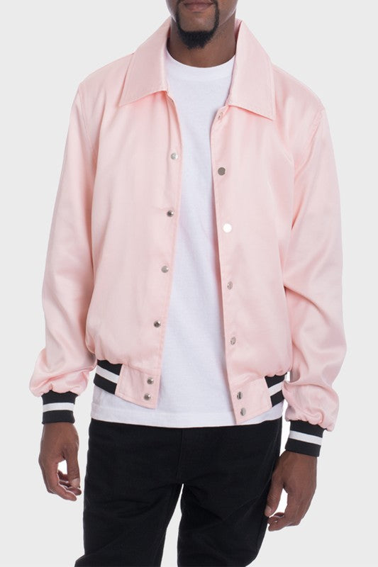 Men's Luxury Side Pockets Front Zip Satin Bomber Jacket | Zarnesh