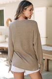 Women’s Evie Rib Textured Henley Knit Top | Zarnesh