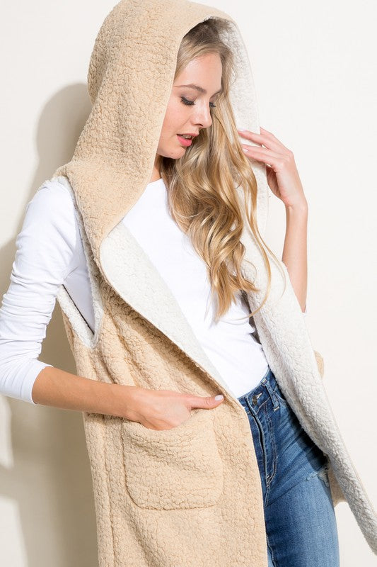 Women Plus Sherpa Long Vest | Zarnesh