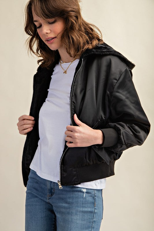 Women Reversible All-Weather Fur-Lined Bomber Jacket | Zarnesh