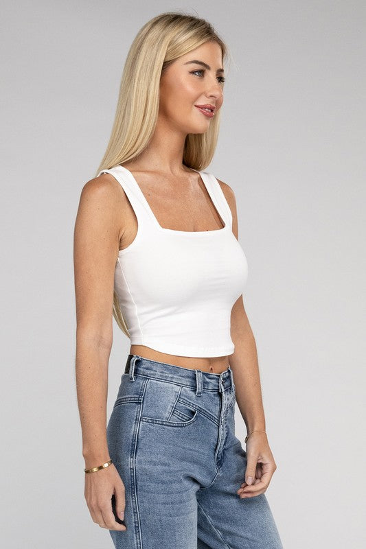 Women's Cotton Square Neck Cropped Cami Top | Zarnesh