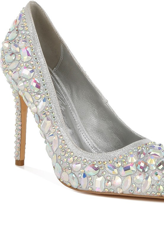 Women’s Iceout Diamante & Rhinestone Embellishment Pumps | Zarnesh