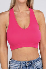 Women Ribbed Cropped Racerback Tank Top | Zarnesh