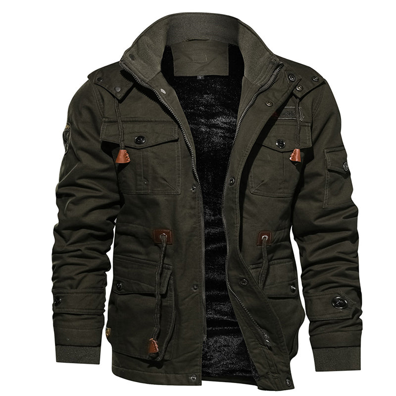 Men's Winter Fleece Jacket | Warm Hooded Coat for Military-Inspired Style | Zarnesh Outerwear