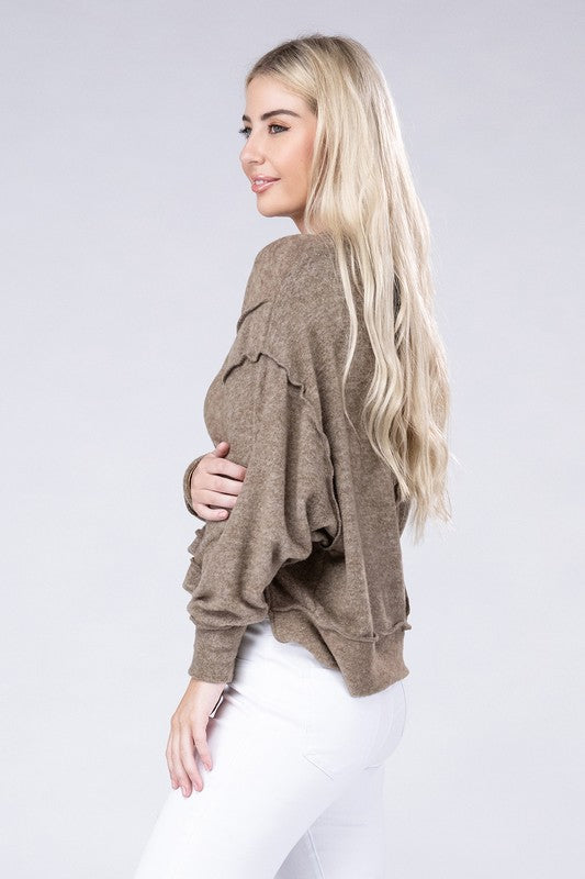 Women Brushed Melange Hacci Oversized Sweater | Zarnesh