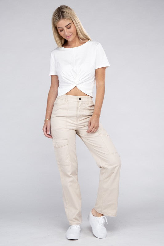 Women's Everyday Wear Elastic-Waist Cargo Pants | Zarnesh