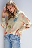 Women Flower Print Collared Button up Loose Fit Blouse Zarnesh
