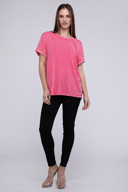 Women Ribbed Raglan Dolman Sleeve Boat-Neck Top | Zarnesh