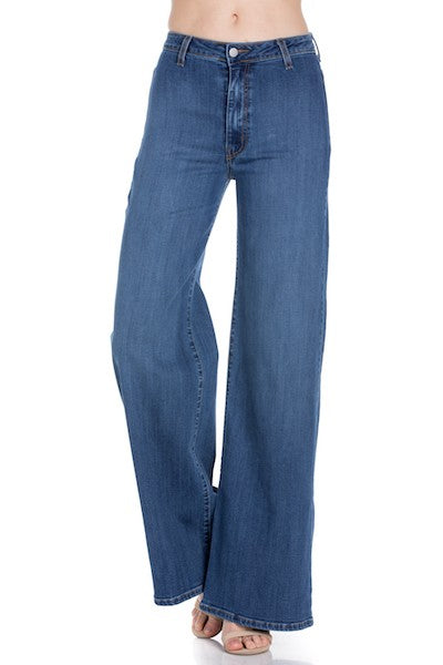 Women High Rise Waist Western Wide Leg jeans Baggy Denim Pants Zarnesh