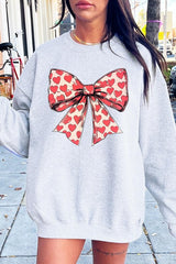 Women Heart Coquette Bow Graphic Plus Fleece Sweatshirt | Zarnesh