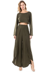 Women Sexy Olive Two Piece Dress | Zarnesh