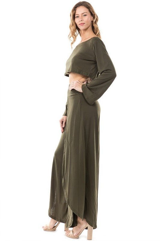 Women Sexy Olive Two Piece Dress | Zarnesh