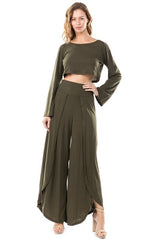 Women Sexy Olive Two Piece Dress | Zarnesh