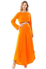 Women Sexy Orange Two Piece Dress | Zarnesh