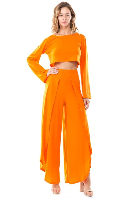 Women Sexy Orange Two Piece Dress | Zarnesh