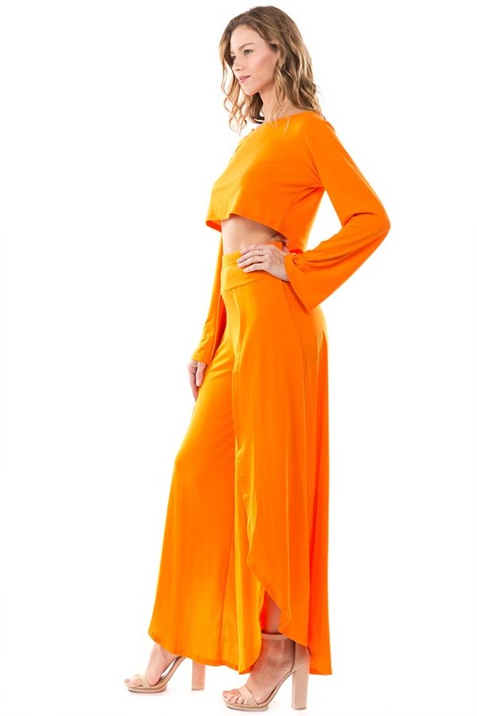 Women Sexy Orange Two Piece Dress | Zarnesh