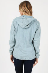 Women Denim Hoodie Half Zipper Closer | Zarnesh