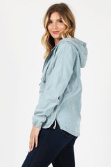 Women Denim Hoodie Half Zipper Closer | Zarnesh