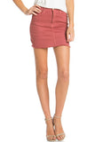 Women Classic Five Pockets Light Wash Jean Mini Raw Hem Skirts Zarnesh