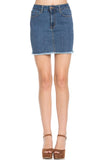 Women Classic Five Pockets Light Wash Jean Mini Raw Hem Skirts Zarnesh