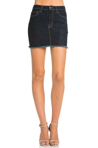 Women Classic Five Pockets Light Wash Jean Mini Raw Hem Skirts Zarnesh