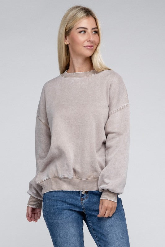 Women's Acid Wash Fleece Oversized Pullover | Zarnesh