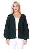 Women Bubble Bell Sleeve Chunky Open Front Sweater Cardigan Zarnesh