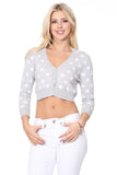 Women Polka Dot Jacquard Cropped Bolero Sweater Cardigan | Zarnesh