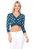 Women Polka Dot Jacquard Cropped Bolero Sweater Cardigan | Zarnesh