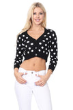 Women Polka Dot Jacquard Cropped Bolero Sweater Cardigan | Zarnesh