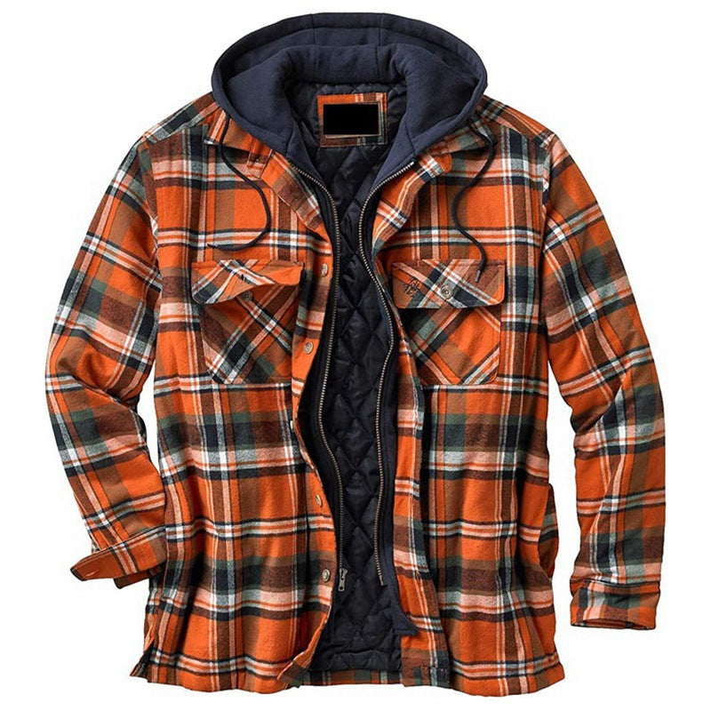 Stay Cozy and Stylish with Our Thickened Cotton Padded Plaid Hooded Jacket | Zarnesh