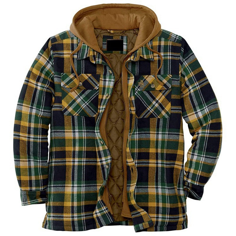 Stay Cozy and Stylish with Our Thickened Cotton Padded Plaid Hooded Jacket | Zarnesh