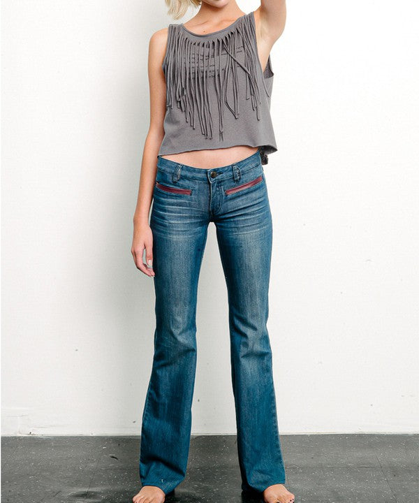 Women Pre Washed Recycled Cotton Fringe Graphic Tank Top Zarnesh