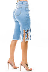 Women's Ripped Destroyed Distressed Fashion Denim Short Pants | Zarnesh