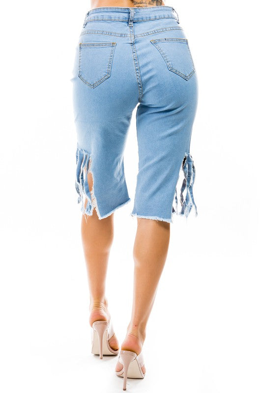 Women's Ripped Destroyed Distressed Fashion Denim Short Pants | Zarnesh