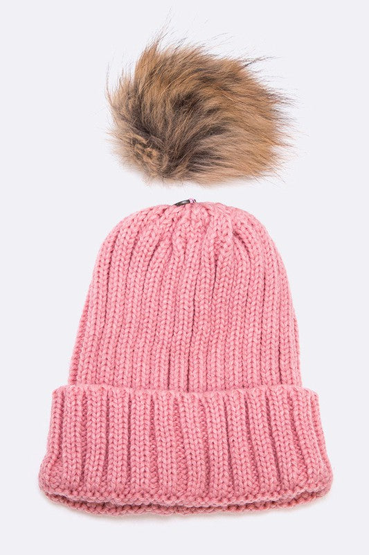 Women’s Raccoon Fur PomPom Beanie | Zarnesh