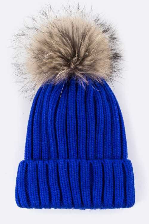 Women’s Raccoon Fur PomPom Beanie | Zarnesh