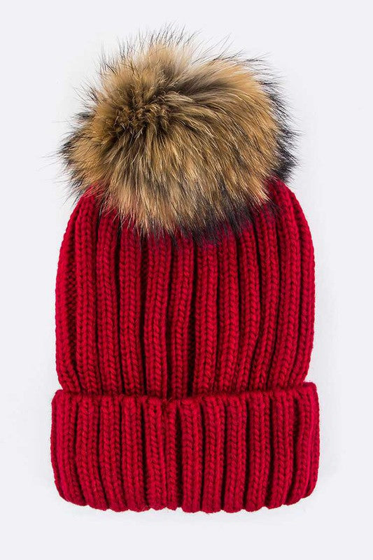 Women’s Raccoon Fur PomPom Beanie | Zarnesh