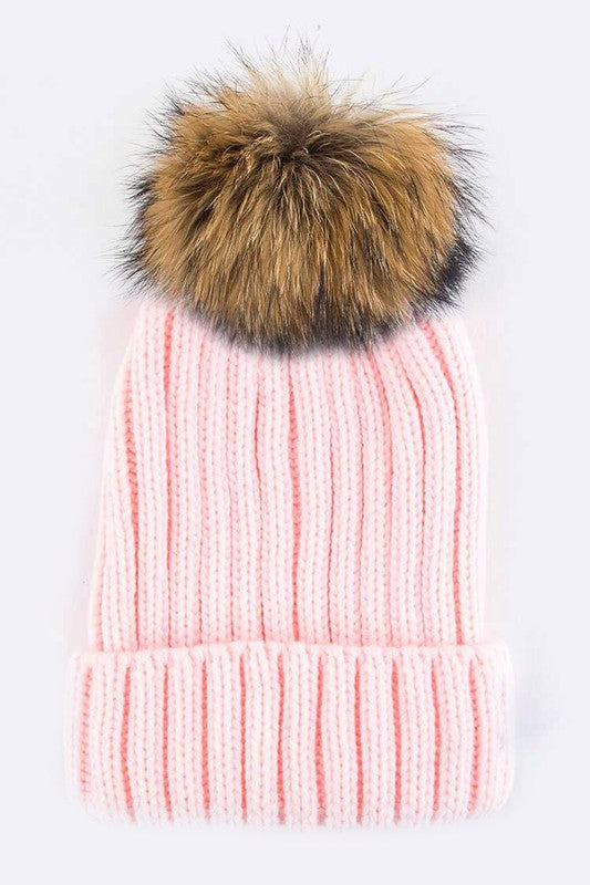 Women’s Raccoon Fur PomPom Beanie | Zarnesh