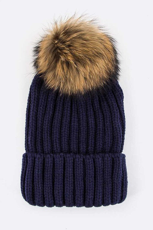 Women’s Raccoon Fur PomPom Beanie | Zarnesh