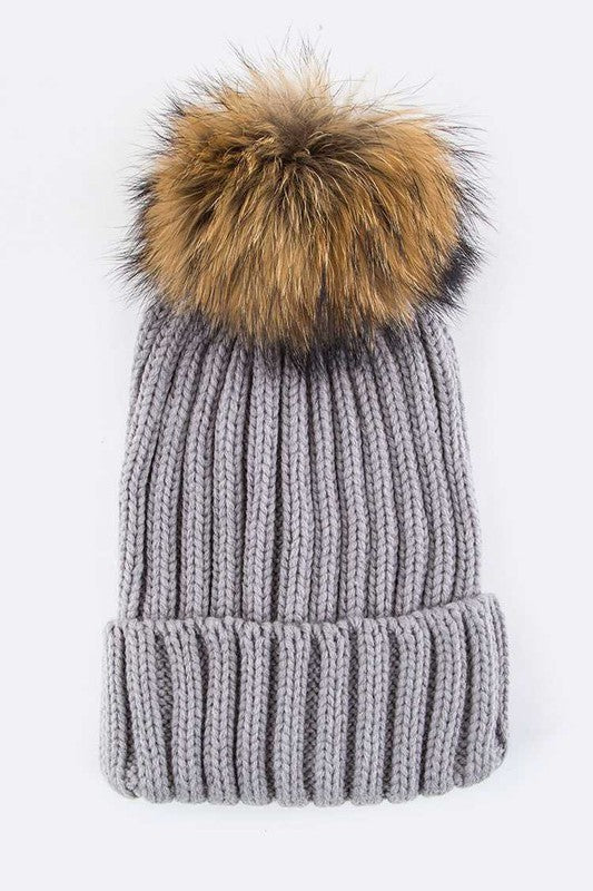 Women’s Raccoon Fur PomPom Beanie | Zarnesh