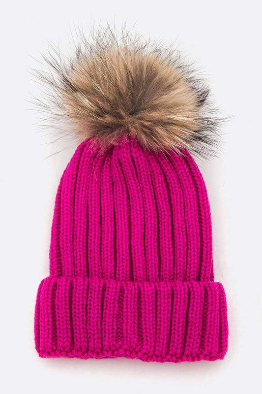 Women’s Raccoon Fur PomPom Beanie | Zarnesh