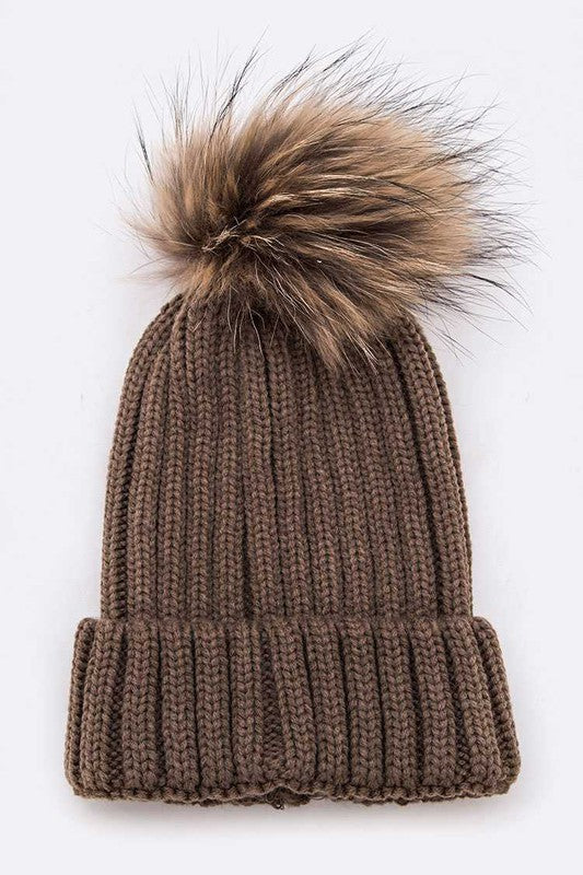 Women’s Raccoon Fur PomPom Beanie | Zarnesh