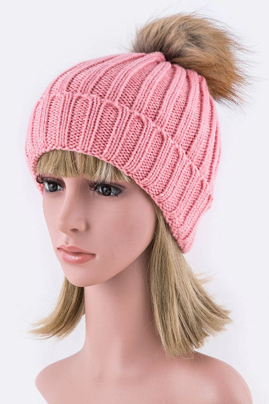 Women’s Raccoon Fur PomPom Beanie | Zarnesh