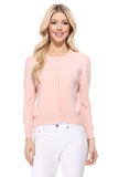 Women Crew Neckline Button Down Cardigan Sweater 3/4 sleeve Zarnesh