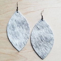 Leather Oval Earrings in White and Gray Hair | Zarnesh