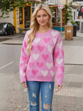Women Valentine Beaded Heart Graphic Lightweight Knit Sweater Zarnesh