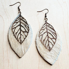 Oval Earrings in Blond Hair with Copper Feather | Zarnesh